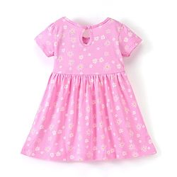 Babyhug 100% Cotton Knit Half Sleeves Frock Floral Print Pack of 2 - Pink & White