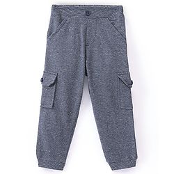 Babyhug Cotton Knit Full Length Lounge Pant with side Pockets - Navy Blue