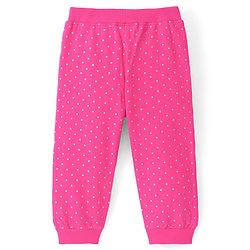 Babyhug Cotton Looper Full Length Lounge Pant Dot Print- Fuchsia