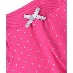 Babyhug Cotton Looper Full Length Lounge Pant Dot Print- Fuchsia