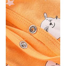 Babyhug Single Jersey Full Sleeves Footed Sleep Suit Kitty Print - Yellow
