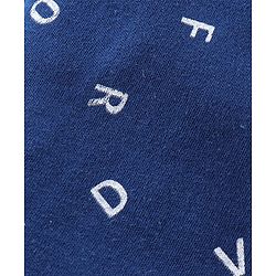 Babyhug Cotton Knit Full Sleeves Footed Sleep Suits Alphabet Print - Navy Blue
