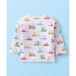 Babyhug Cotton Antibacterial Vest With Car Print Pack of 3 - Red Grey & White