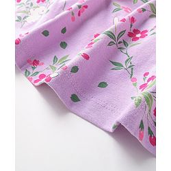 Babyhug Cotton Knit Half Sleeves Floral Print Frock with Frill Detailing & Bloomer - Lilac