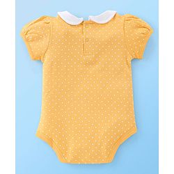 Babyhug 100% Cotton Half Sleeves Onesies With Hairband & Fruit Print - Yellow