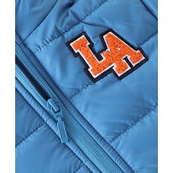Babyhug Full Sleeves Hooded Jacket with Text Patch - Blue