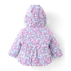 Babyhug Full Sleeves Hoodies With Bow Applique & Butterfly Print- Purple