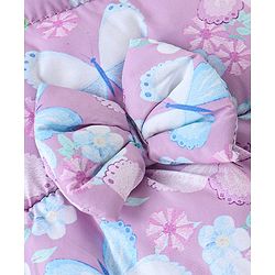 Babyhug Full Sleeves Hoodies With Bow Applique & Butterfly Print- Purple