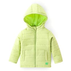 Babyhug Full Sleeves Padded & Hooded Jacket Solid- Neon Green