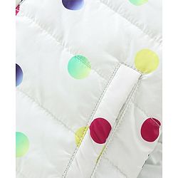 Babyhug Woven Full Sleeves Jacket With Hood & Polka Dots Print - White