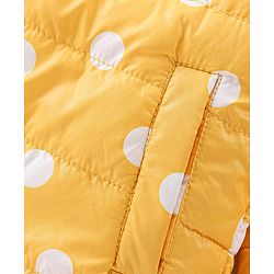 Babyhug Woven Full Sleeves Jacket With Hood & Polka Dots Print - Yellow