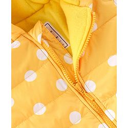 Babyhug Woven Full Sleeves Jacket With Hood & Polka Dots Print - Yellow