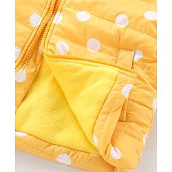 Babyhug Woven Full Sleeves Jacket With Hood & Polka Dots Print - Yellow
