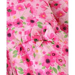 Babyhug Woven Full Sleeves Hooded Jacket Floral Print - Pink