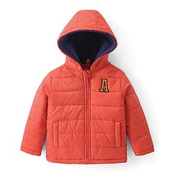 Babyhug Full Sleeves Padded & Hooded Jacket With Embroidery- Orange