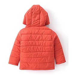 Babyhug Full Sleeves Padded & Hooded Jacket With Embroidery- Orange