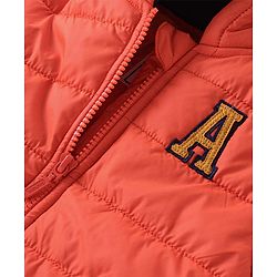 Babyhug Full Sleeves Padded & Hooded Jacket With Embroidery- Orange