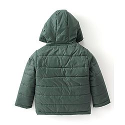 Babyhug Full Sleeves Padded & Hooded Jacket With Embroidery- Green