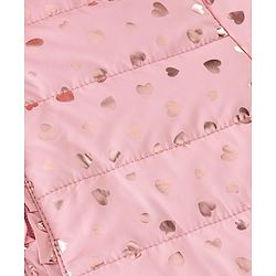 Babyhug Woven Full Sleeves Hooded Jacket Heart Print - Pink