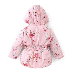 Babyhug Woven Full Sleeves Floral Printed Hooded Jacket - Pink