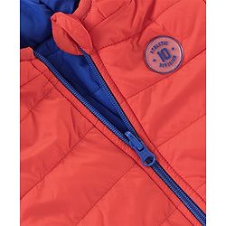 Babyhug Nylon Woven Full Sleeves Reversible Hooded Jacket - Orange