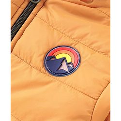 Babyhug Woven Full Sleeves Solid Hooded Reversible Jacket - Mustard Yellow