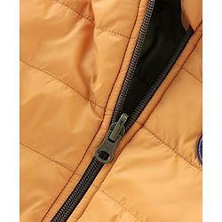 Babyhug Woven Full Sleeves Solid Hooded Reversible Jacket - Mustard Yellow