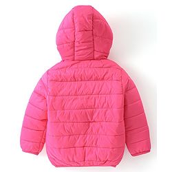 Babyhug Full Sleeves Padded & Hooded Jacket With Embroidery- Fuchsia