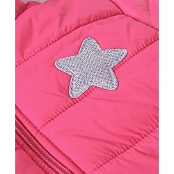 Babyhug Full Sleeves Padded & Hooded Jacket With Embroidery- Fuchsia