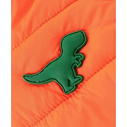 Babyhug Woven Full Sleeves Hoodie With Dino Patch - Orange