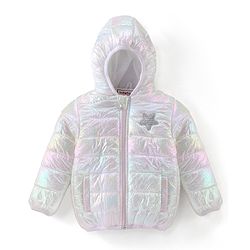 Babyhug Woven Full Sleeves Hoodie With Star Patch - White