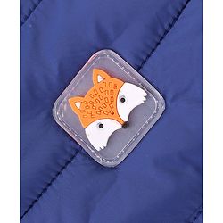 Babyhug Woven Full Sleeves Hoodie With Fox Patch - Blue