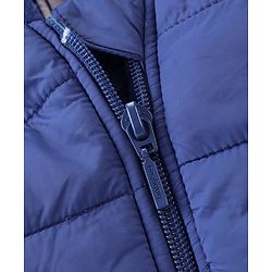 Babyhug Woven Full Sleeves Hoodie With Fox Patch - Blue