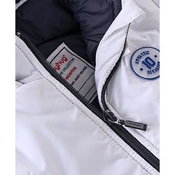 Babyhug Full Sleeves Hoodies With Color Block Design - Off White & Navy Blue
