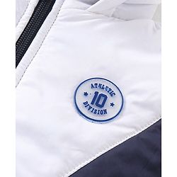 Babyhug Full Sleeves Hoodies With Color Block Design - Off White & Navy Blue