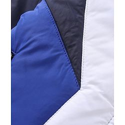 Babyhug Full Sleeves Hoodies With Color Block Design - Off White & Navy Blue