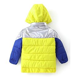 Babyhug Full Sleeves Hoodies With Color Block Print- Lime & Blue