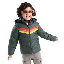Babyhug Woven Full Sleeves Striped Hooded Jacket - Petrol