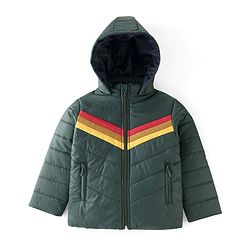 Babyhug Woven Full Sleeves Striped Hooded Jacket - Petrol