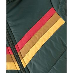 Babyhug Woven Full Sleeves Striped Hooded Jacket - Petrol
