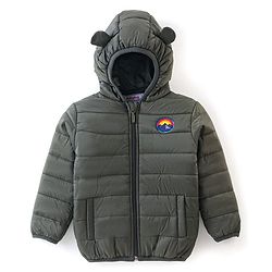 Babyhug Full Sleeves Hooded Jacket - Olive Green