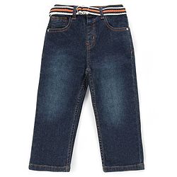 Babyhug Cotton Spandex Full Length Washed Jeans with Stretch - Blue