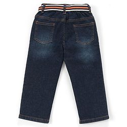 Babyhug Cotton Spandex Full Length Washed Jeans with Stretch - Blue