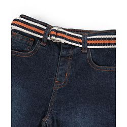 Babyhug Cotton Spandex Full Length Washed Jeans with Stretch - Blue