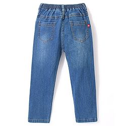 Babyhug Cotton Lycra Full Length Stretchable Washed Denim Jeans   Fly With Zipper -  Medium Blue