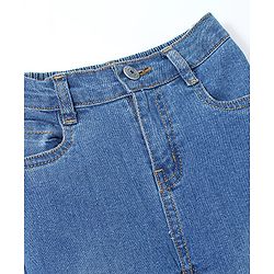 Babyhug Cotton Lycra Full Length Stretchable Washed Denim Jeans   Fly With Zipper -  Medium Blue
