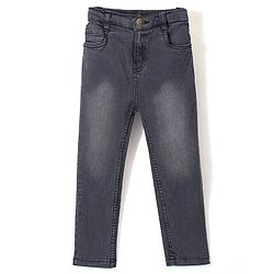 Babyhug Cotton Lycra Full Length Stretchable Washed Denim Jeans   Fly With Zipper -  Medium Blue