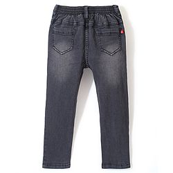 Babyhug Cotton Lycra Full Length Stretchable Washed Denim Jeans   Fly With Zipper -  Medium Blue