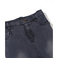Babyhug Cotton Lycra Full Length Stretchable Washed Denim Jeans   Fly With Zipper -  Medium Blue
