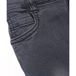 Babyhug Cotton Lycra Full Length Stretchable Washed Denim Jeans   Fly With Zipper -  Medium Blue